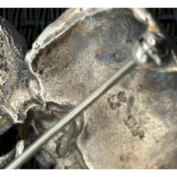 Sterling Silver Basket of Flowers Pin, James.H. Breakell, Newport, R.I., Signed - Picture 6 of 11